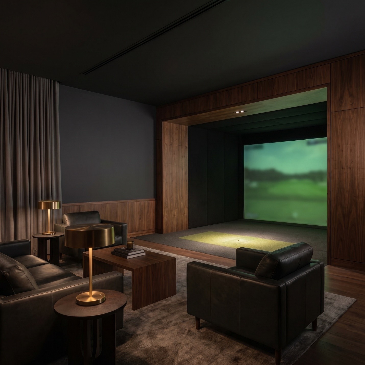 Simulator lounge with leather seating